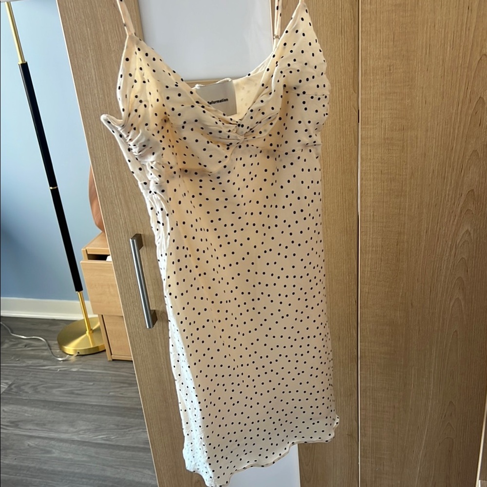Reformation Cream Polka Dot Slip Dress